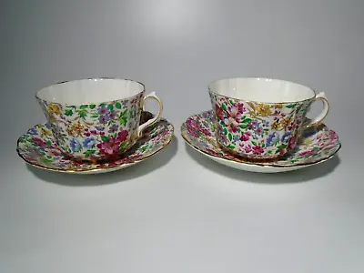 Buy 2 X Vintage Sampson Smith Old Royal Floral Chintz Cups & Saucers • 13.95£