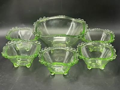 Buy Art Deco Sowerby 7.5  Large Bobble Glass Trifle Bowl #2644 & 5 Small Bowls • 25£