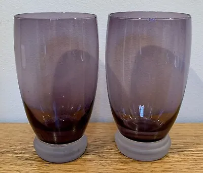 Buy Rare Lot Of 2 Vintage PURPLE 16oz Drinking Glasses: Frosted White Base • Tumbler • 17.25£