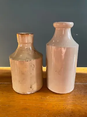 Buy 2 White Glased Stoneware Vintage Collectable Bottles - Great For Wedding Decor • 20£