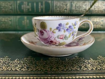 Buy Antique Meissen Augustus Rex Miniature Cup & Saucer Flowers • 30£