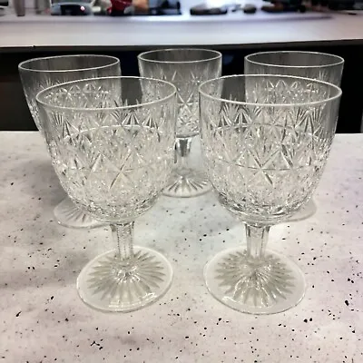 Buy 5 Crystal THOMAS WEBB Cut Glass WELLINGTON Water Goblets -C.1936 • 190.85£