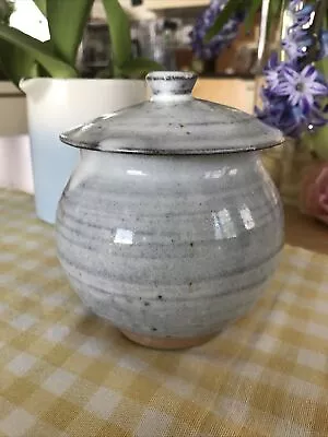 Buy Studio Pottery Stoneware Jar With Lid Pale Blue Pot Jar • 11.67£