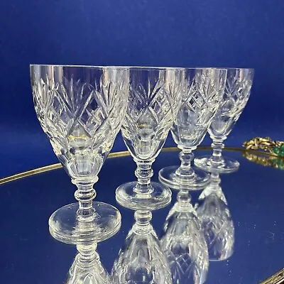 Buy Royal Doulton Set/4 Georgian 4 5/8” Cut Crystal Wine Glasses Sherry Goblets UK • 33.62£