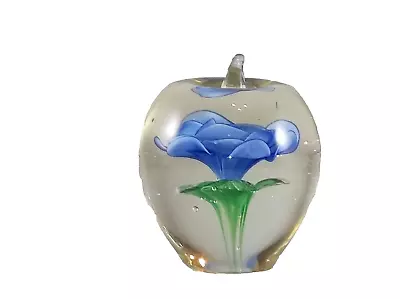 Buy Glass Ornament Blue Flower Set In Glass Apple • 8.95£