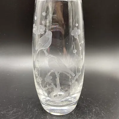 Buy Stuart Etched Blown Glass Vase With Birds • 19.95£