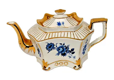 Buy Arthur Wood Hexagonal Teapot Blue Floral Trim GOLD Stunning! Vintage • 30.74£