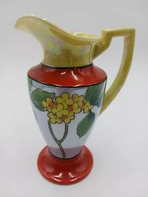 Buy Vintage Handpainted Trico Luster Ware Floral Tall Pitcher Vase Nagoya-Japan • 11.35£