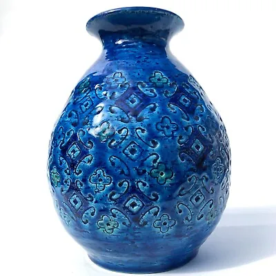 Buy Shapely Bitossi Rimini Blue Vase Aldo Londi 1960's Italy • 89.99£