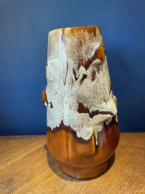 Buy Vintage Retro Mcm Kad Yad Studio Pottery Brown Lava Drip Glaze Knobbly Brutalist • 25£