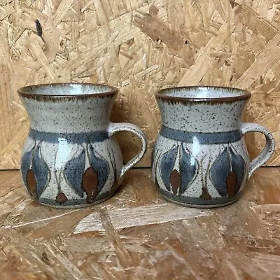 Buy 2 X Vintage 1970’s Terry Godby? Studio Pottery Coffee Cup Mug 8.5cm Blue Brown • 9.99£