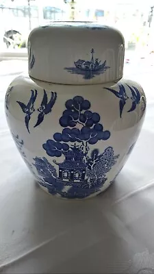 Buy Coalport Bone China Blue And White Willow Vase  Lid With Deffect. H 7  Tall. • 9.99£