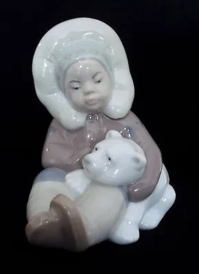 Buy Lladro Seated Eskimo Child Playing With Polar Bear Cub Figurine # 1195 Mint • 80.57£