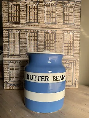 Buy T G Green Cornishware Blue White Large BUTTER BEANS Storage Jar Vintage Old • 395£