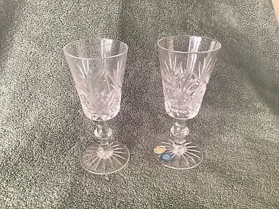 Buy Vintage Lead Crystal Cut Glass Sherry Port Glass X 2 • 8£