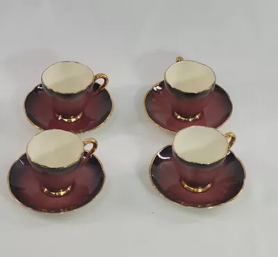 Buy Carltonware Vintage Royal Rouge Demi Tasse 4 Cups 4 Saucers Set Decorative • 15£