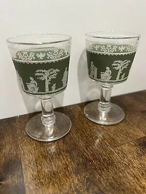 Buy Wedgwood Jasperware Jeanette Hellenic Cordial Glasses Set Of Two Green • 10.59£