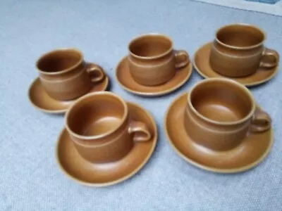 Buy Denby Langley Pottery - Canterbury  SET OF FIVE Tea Cups And Saucers RETRO • 11.99£