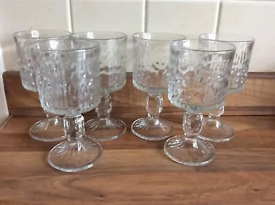 Buy 6 X Retro Vintage Ravenhead Siesta Frosted Ice Bark 13cm Wine Goblets Glasses • 12.99£