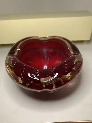 Buy Whitefriars Glass 4 Lobed Cased Ruby Red Bubble Vase Controlled Bubbles Heavy • 31.22£