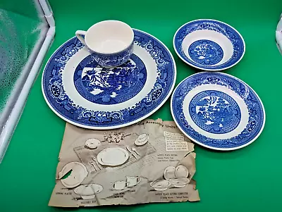 Buy Vintage Royal China Blue Willow Ware Dinnerware 4 Pc Setting New In Box • 37.79£