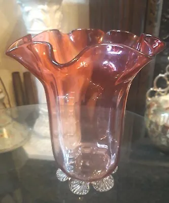 Buy  Antique Vase: Victorian Cranberry Glass Antique  Footed Vase. • 12.99£