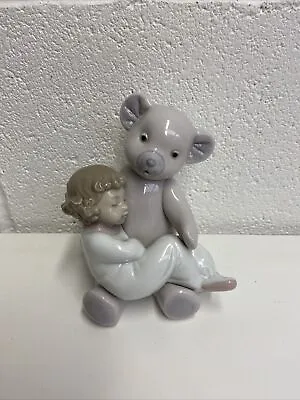 Buy Lladro Nao Figurine Big Bear Hug Teddy & Sleeping Girl # 1477 Retired 2003 • 70£