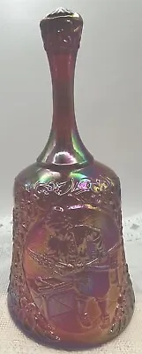 Buy Vintage Fenton Red Iridescent Carnival Glass Bell Craftsman Christmas Birthday • 23.68£