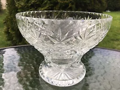 Buy Heavy Vintage Quality Lead Crystal Cut Glass Footed Vase Wide Top • 25£