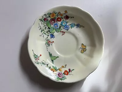 Buy 5 Crown Staffordshire Yellow/Multi Hollyhock Gold 5 5/8  Saucers. • 4£