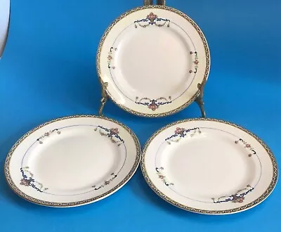 Buy Set (3) Antique CLEVELAND CHINA TOKIO Bread PLATE PINK ROSES ON SCROLLS • 10.13£