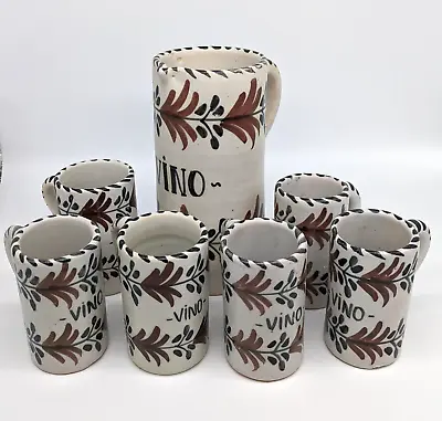 Buy Faience Portugese Pottery Handmade 7 Piece Wine Set,  Stoneware Pottery Drinking • 22.95£