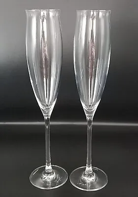 Buy 2x Dartington Crystal Signed Tony Laithwaite Champagne Flutes Glasses 27cm • 10£