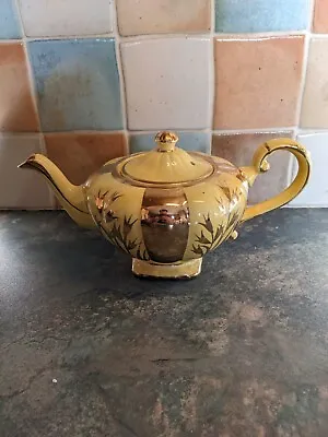 Buy Vintage Arthur Wood Teapot Ceramic Yellow And Gold 5” Tall England • 19.90£