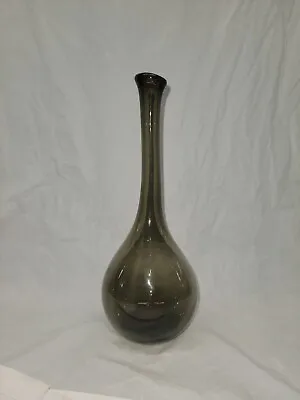 Buy Mid Century Scandanavian Glass Vase / Bottle Form Smokey Grey 12 Inch #5207 • 166.74£