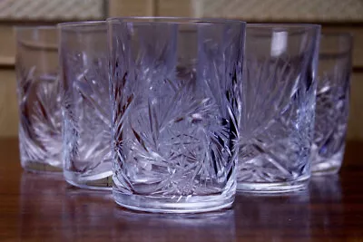 Buy (6)Schnapps Cut Crystal Glasses Whirling Star Pinwheel Pattern Buzzsaw Glassware • 62.69£