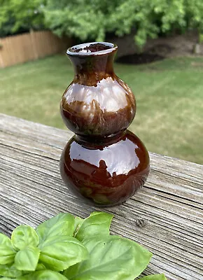 Buy VTG Brown Drip Glaze Pottery Redware Small Vase  4” Korea 1960s MCM White Brown • 13.47£