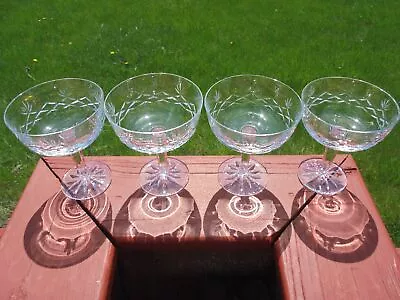 Buy 4 Lenox Charleston Cut Glass Crystal Charleston Tall Champagne Sherbet Goblets  • 38.54£