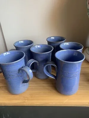 Buy Studio Art Pottery Mugs Cups Signed 6 Set Bran Collingwood Scotland Blue • 39.99£