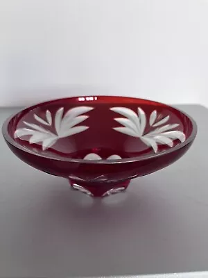 Buy Vintage Ruby Cranberry Red Glass Bowl Dish • 12£