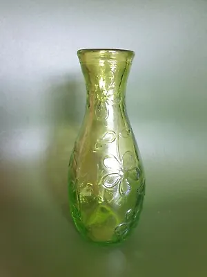 Buy Vintage Flower Vase Green Pressed Glass 20cm Tall • 12£