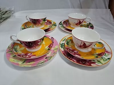 Buy Laura Ashley Set Of 4 Cup Saucer Side Plate Floral • 30£