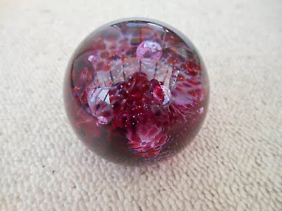 Buy Caithness Scotland Glass Paperweight Cranberry Colour - Called Swirly Whirly • 24.99£