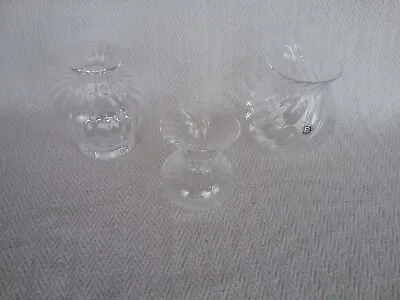 Buy 3x Dartington Glass Clear Ripple Swirl Posy Bud Vases • 20£