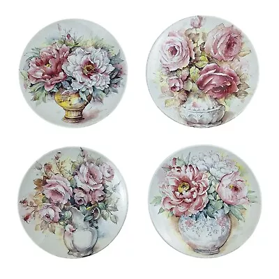 Buy 4 Poole Pottery Plates Overblown Roses In Vases Floral Late Mid Century England • 45£