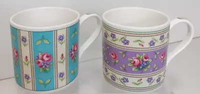 Buy WEDGWOOD MUGS X2 LILAC TURQUOISE ROSE FLORAL FINE BONE CHINA CUP MADE IN ENGLAND • 22.99£
