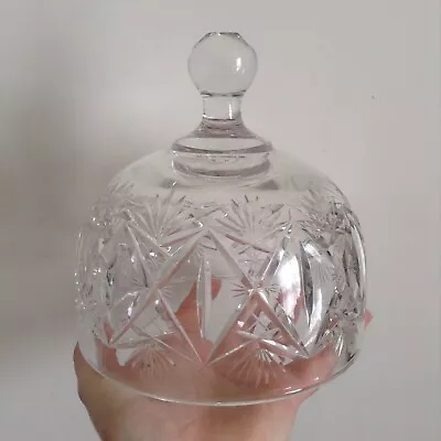 Buy Vintage Pretty Cut Glass Clear Cheese/Butter/Cake Cloche Dome Bell (Sings Well) • 16.70£