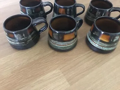 Buy Vintage Celtic Pottery Newlyn Cornwall Coffee/Tea Cups X 6 • 12.95£