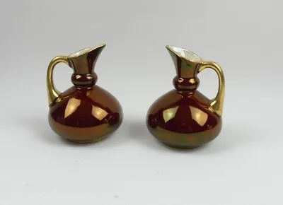 Buy Rouge Royale Small Vases Posy Vase Matching Pair Carlton Ware Vintage Red Gold • 37.26£