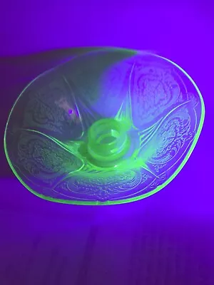 Buy Vintage Uranium Green Glass Candle Holder Approximately 13cm X 5cm • 19.99£